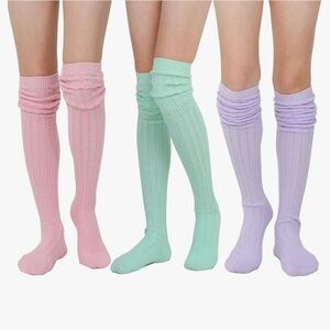 Stylegaga women’s Colorful Knee-High Socks Set 3 one size